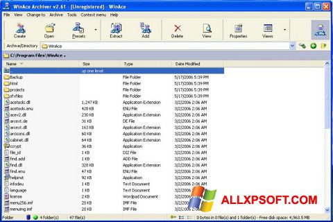 Скріншот WinAce для Windows XP