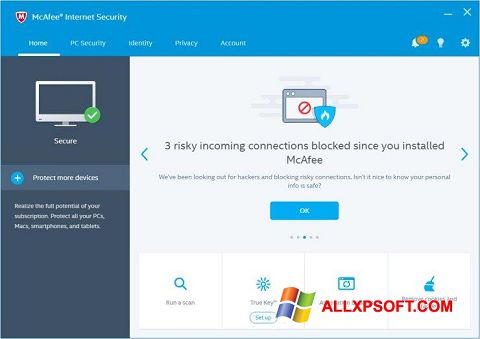 Скріншот McAfee Internet Security для Windows XP