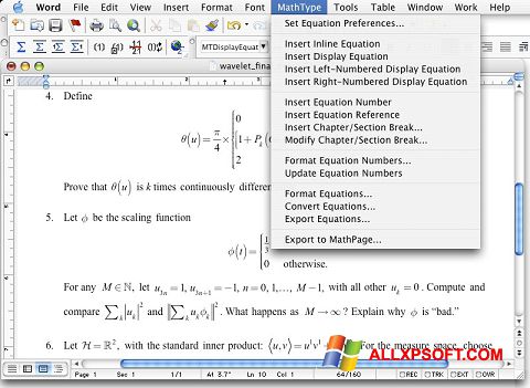 Скріншот MathType для Windows XP