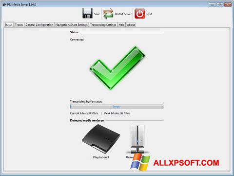 Скріншот PS3 Media Server для Windows XP
