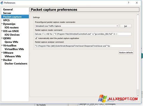 Скріншот Wireshark для Windows XP