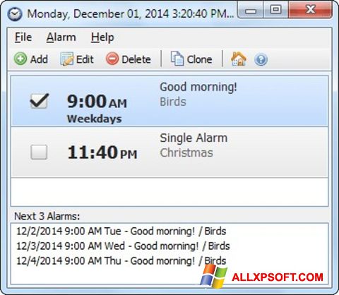 Скріншот Free Alarm Clock для Windows XP