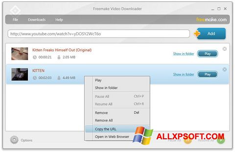 Скріншот Freemake Video Downloader для Windows XP