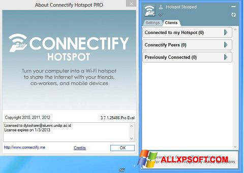 Скріншот Connectify Pro для Windows XP