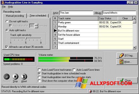 Скріншот Audiograbber для Windows XP