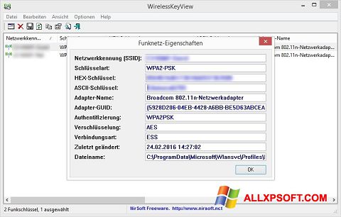 Скріншот WirelessKeyView для Windows XP