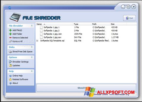 Скріншот File Shredder для Windows XP