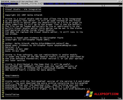 Скріншот Vim для Windows XP