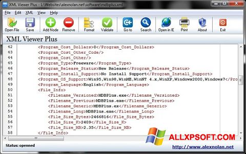Скріншот XML Viewer для Windows XP