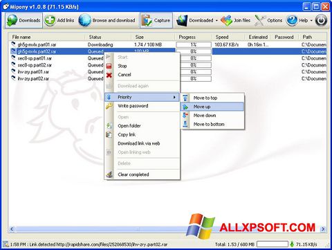 Скріншот Mipony для Windows XP