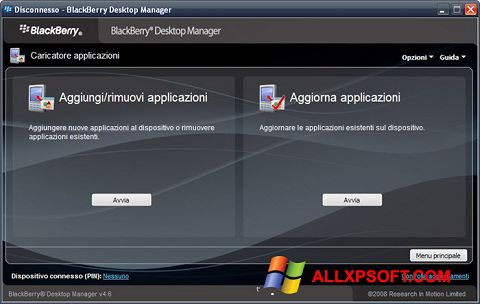 Скріншот BlackBerry Desktop Manager для Windows XP