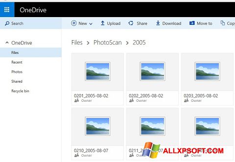 Скріншот OneDrive для Windows XP