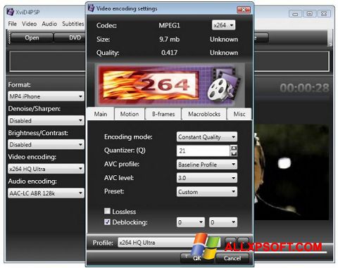 Скріншот XviD4PSP для Windows XP