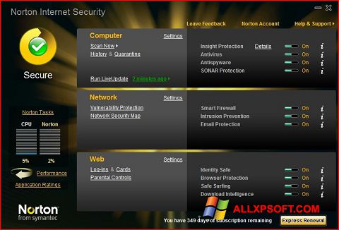Скріншот Norton Internet Security для Windows XP
