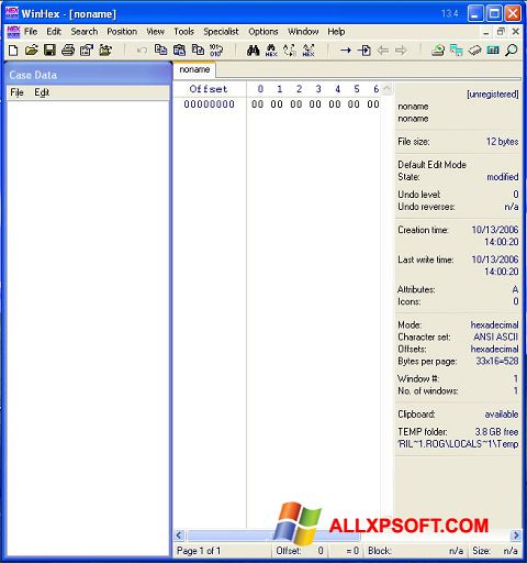 Скріншот WinHex для Windows XP