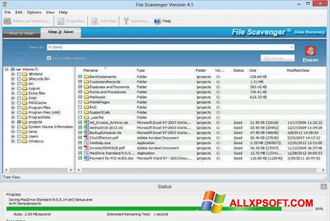 Скріншот File Scavenger для Windows XP