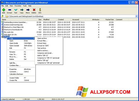 Скріншот 7-Zip для Windows XP